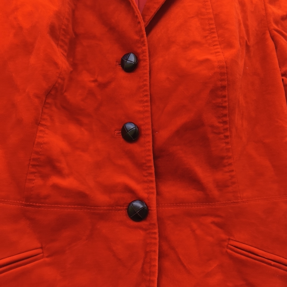 Talbots Cotton Velvet 3-Button Blazer sz 4 Burnt Orange Fall Preppy Academia - Picture 2 of 9